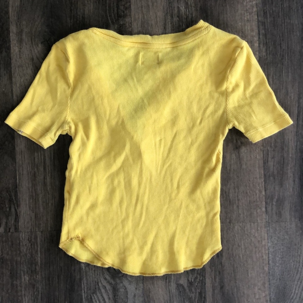 BDG Yellow Button-Up Ribbed Top - Picture 2 of 4